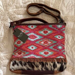 Myra Bag Coral and Blue Crossbody Bag